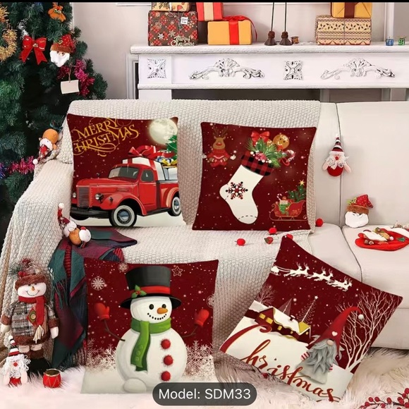 Other - Christmas Pillowcases,17.7x17.7 Inch, Set Of 4, Pillow Inserts Not included B21